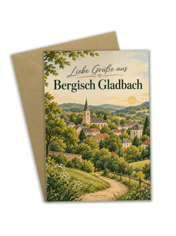 Klappkarte Landschaft regional Design mit Spruch in Weiß