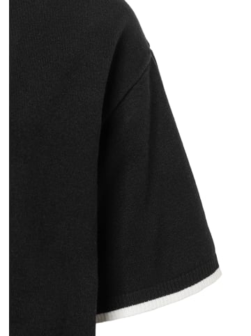 More & More softer Kurzarmpullover, Kontraststreifen in black