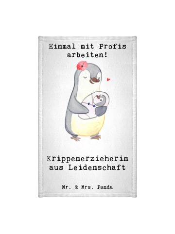 Mr. & Mrs. Panda Gästehandtuch Krippenerzieherin Leidenschaft mi... in Weiß