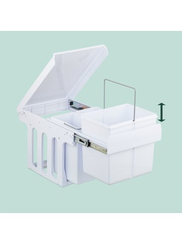 relaxdays Einbaumülleimer in Weiß - 2 x 8 L