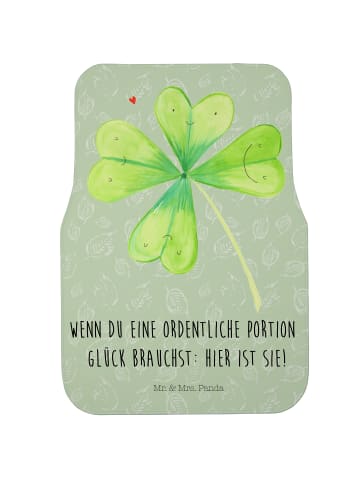 Mr. & Mrs. Panda Fahrer Autofußmatte Blume Kleeblatt mit Spruch in Blattgrün