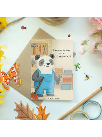 Mr. & Mrs. Panda Grußkarte Hausmeister Leidenschaft Design mit S... in Weiß