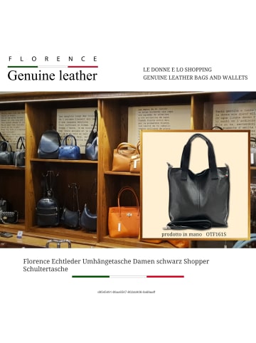 Florence Leder Schultertasche, Shopper Florence Tasche schwarz ca. 44cm