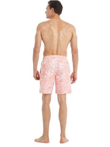 BLACKSPADE Fits perfect Badeshorts Long Print mit langem Bein in Tropical Pineapple Salmon Print