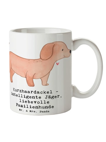 Mr. & Mrs. Panda Becher Kurzhaardackel Liebe mit Spruch in Weiß