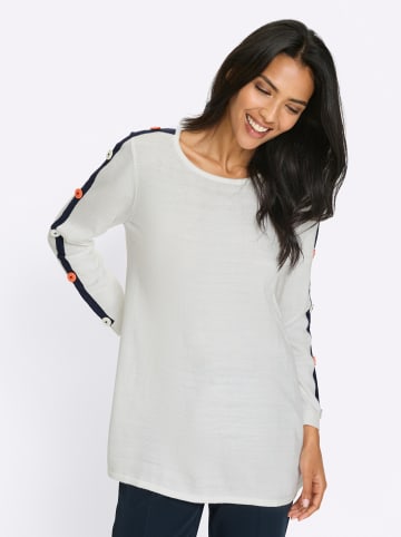 Sieh an! Longpullover in weiß-marine