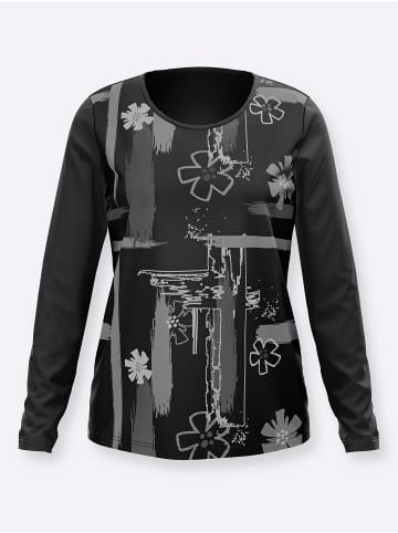 Sieh an! Rundhals-Shirt in schwarz-hellgrau-bedruckt