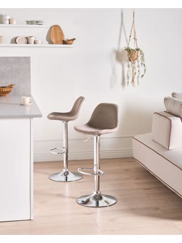 Beliani 2-tlg Drehhocker KAHLA in Beige/Silber