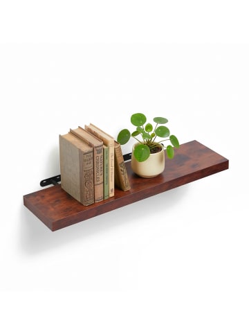 relaxdays Wandregal in Braun/ Schwarz - (B)80 x (H)4 x (T)23 cm