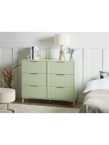 Beliani Kommode WALCOTT in Grün/Gold - (W) 108 x (H) 89 x (L) 40 cm