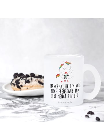 Mr. & Mrs. Panda Teetasse Einhorn Traurig mit Spruch in Transparent