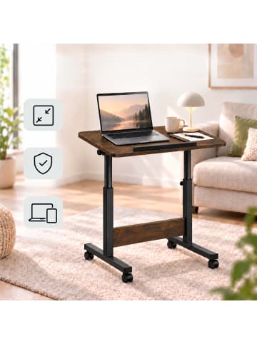 relaxdays Laptoptisch in Schwarz/ Braun - (B)60 x (H)67-90 x (T)40 cm