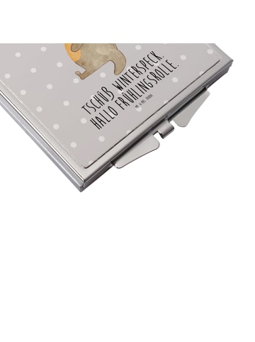 Mr. & Mrs. Panda Kosmetikspiegel Otter Bauch mit Spruch in Grau Pastell