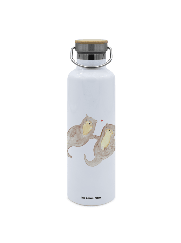 Mr. & Mrs. Panda Wasserflasche Otter Hände halten ohne Spruch in Weiß