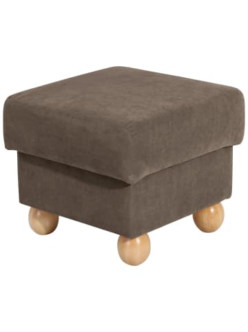 58 aufm Kessel HOCKER Kasha Bezug Veloursstoff Buche natur / sahara