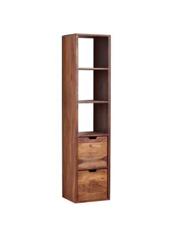 FineBuy Wandregal in Braun / Sheesham / 35x30x150
