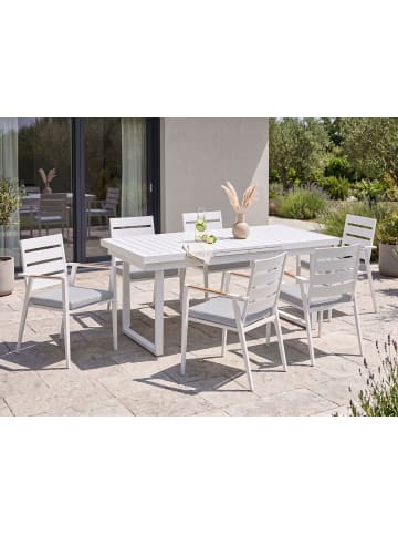 Beliani 7-tlg Gartentisch Set VALCANETTO/TAVIANO in Weiß/Grau/Braun