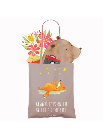 Mr. & Mrs. Panda Tasche Fuchs Sterne mit Spruch in Braun Pastell