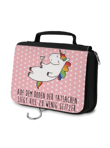 Mr. & Mrs. Panda Toilettentasche Einhorn Blümchentail mit Spruch in Rot Pastell