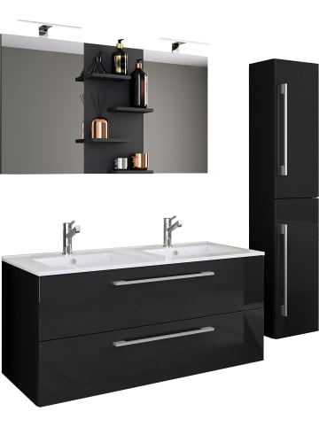 VCM  4-tlg. Doppel Waschplatz Zwei Waschtisch Budasi SP in Schwarz