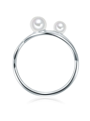 Lulu & Jane Perlen-Ring Messing Muschelkernperle in silber