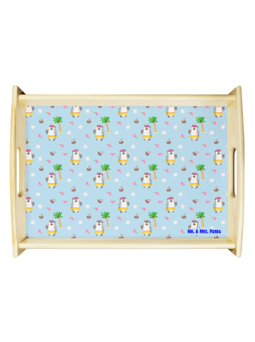 Mr. & Mrs. Panda Servier Tablett Pinguin Kokosnuss ohne Spruch in Blau