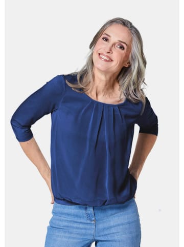GOLDNER Blusenshirt Chiffon-Shirt mit 3/4-Arm, Rundhals in royalblau