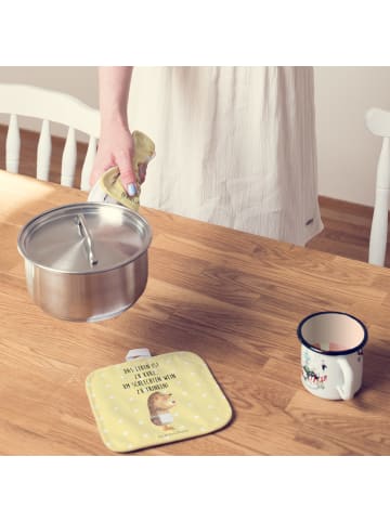 Mr. & Mrs. Panda Topflappen Igel Wein mit Spruch in Gelb Pastell