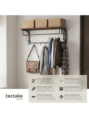 tectake Wandgarderobe Westwood 66 x 30 x 27 cm, Industrial Holz dunkel, rustikal