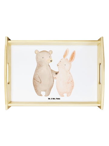 Mr. & Mrs. Panda Serviertablett Bär und Hase Umarmen ohne Spruch in Weiß