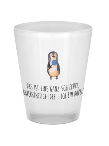 Mr. & Mrs. Panda Schnapsglas Pinguin Lolli mit Spruch in Transparent