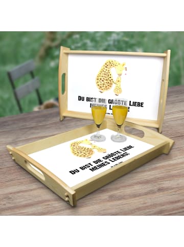 Mr. & Mrs. Panda Servierplatte Giraffe Kind mit Spruch in Weiß
