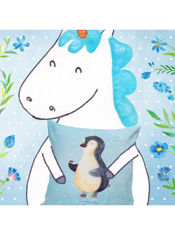 Mr. & Mrs. Panda Sofa Kissen Pinguin Marienkäfer ohne Spruch in Eisblau