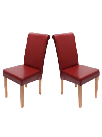 MCW 2er-Set Esszimmerstuhl Lecce II, Rot, helle Beine