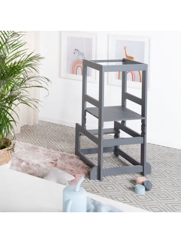 roba Montessori Lernturm – sicherer Kinder-Tritthocker aus Holz, anthrazit