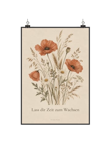 Mr. & Mrs. Panda Wanddeko Bild Blumen ruhig Design mit Spruch in Weiß