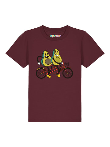wat? Apparel T-Shirt Avocado Fahrrad in Weinrot