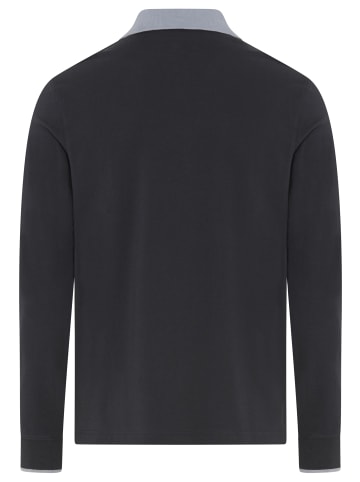 Delmao Langarm-Poloshirt in dunkelblau