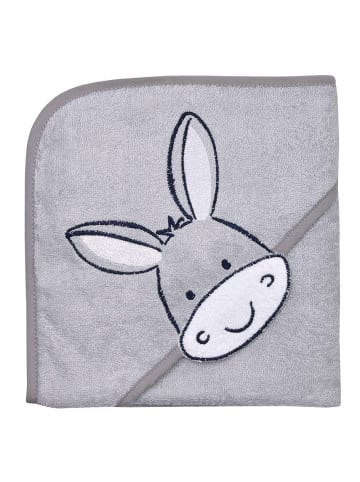 Wörner Kapuzenbadetuch 80 x 80 cm - Esel Hellgr in grau,schwarz,motiv