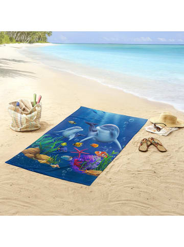 Good Morning Velours-Frottier Strandtuch in blau