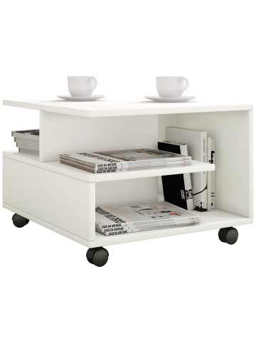 VCM  Holz Sofatisch Couchtisch Rollen rollbar Stango S in Weiß