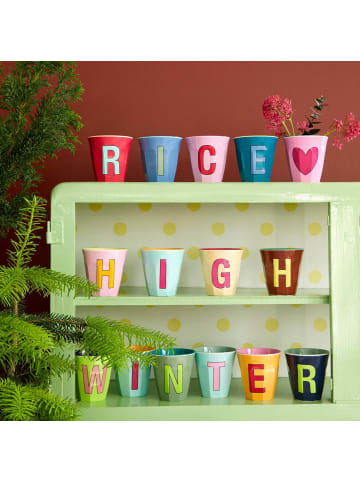 Rice Melamin Becher Buchstabe I in Blau | Smaragdgrün