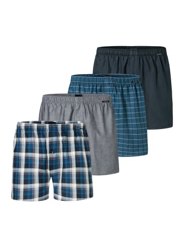 Schiesser Boxershorts Web in Grau / blau / dunkelblau