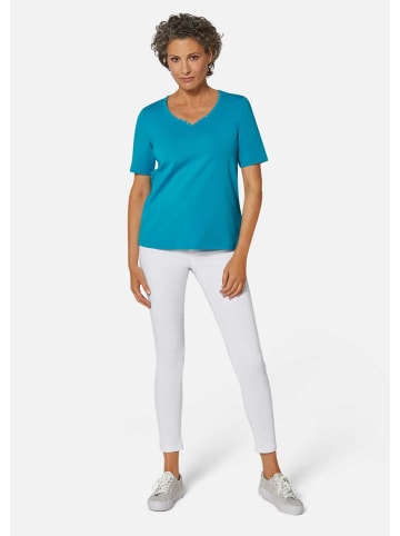 GOLDNER T-Shirt Halbarm Basic-Shirt aus Baumwolle in petrol