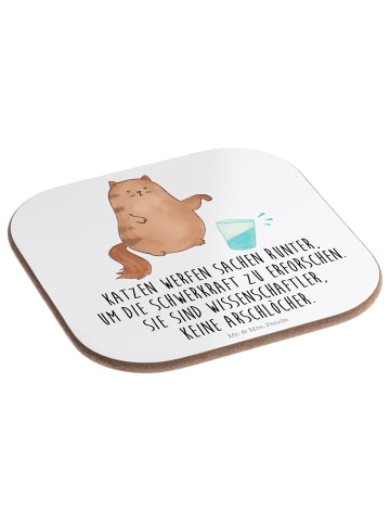 Mr. & Mrs. Panda Tassenuntersetzer Katze Wasserglas mit Spruch in Weiß