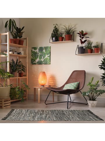 relaxdays Flickenteppich in Grün/ Beige- 80 x 200 cm