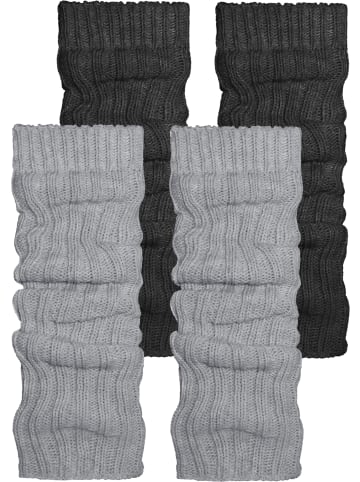 normani normani 2 Paar Strickstulpen mit wärmender Alpakawolle in Anthrazit/Hellgrau