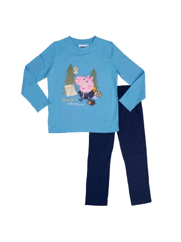 United Labels Peppa Wutz Schlafanzug - George's adventures  lang in blau