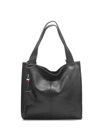 Florence Florence Schultertasche, Shopper Leder schwarz ca. 33cm breit