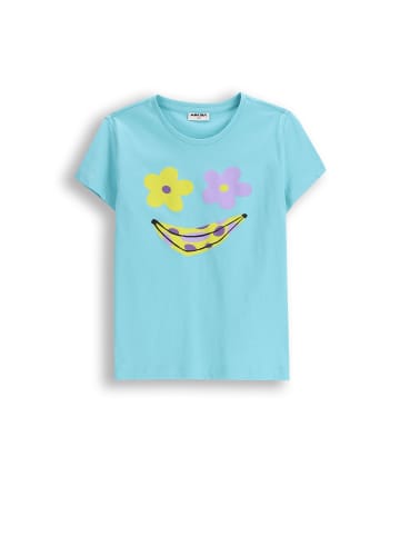 MOKIDA Baumwoll-T-Shirt mit kurzen Ärmeln in türkis